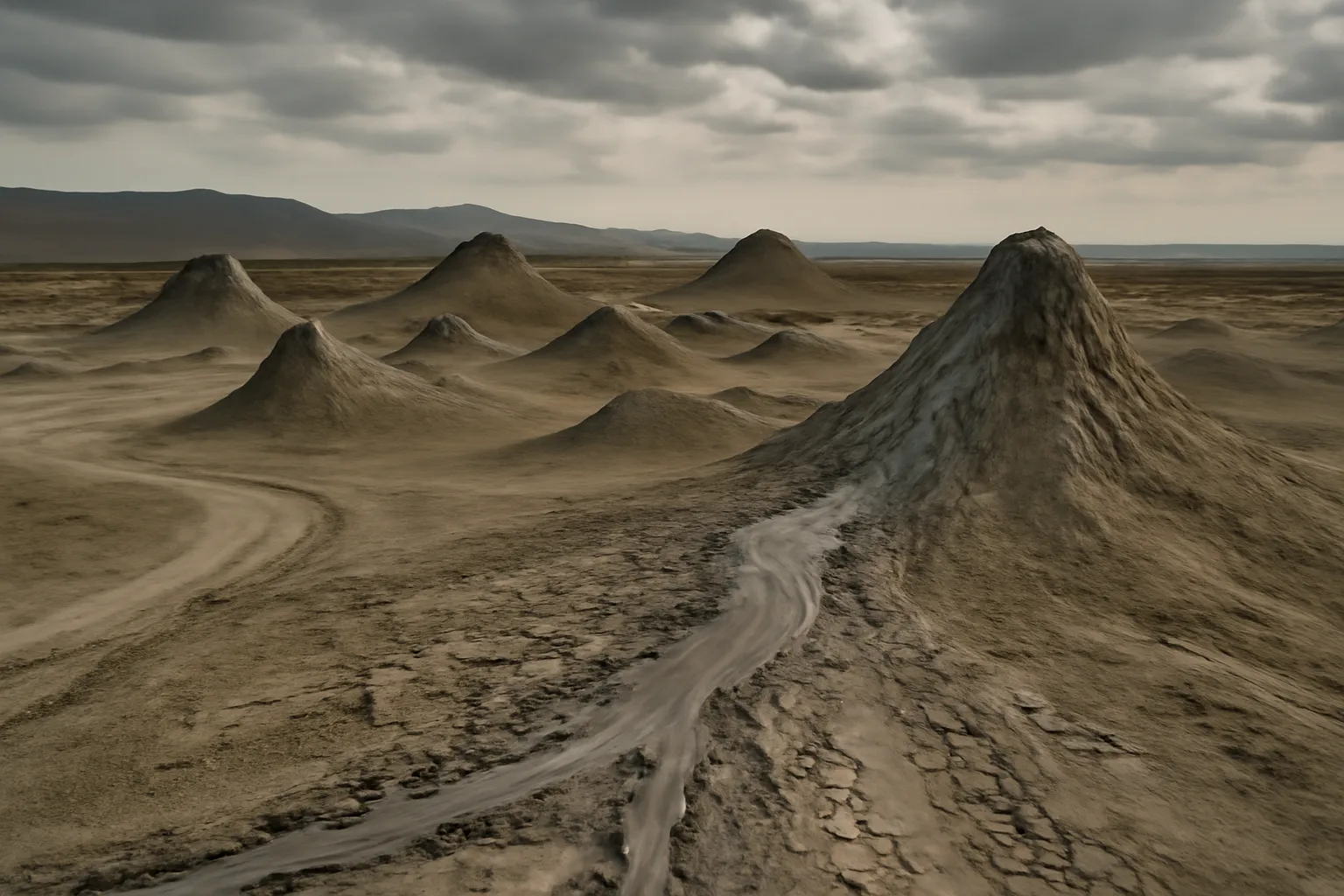Paysage des volcans de boue de Gobustan en Azerbaïdjan