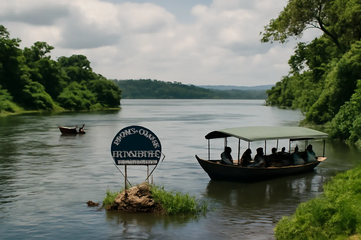 Source du Nil à Jinja en Ouganda avec ses rives verdoyantes