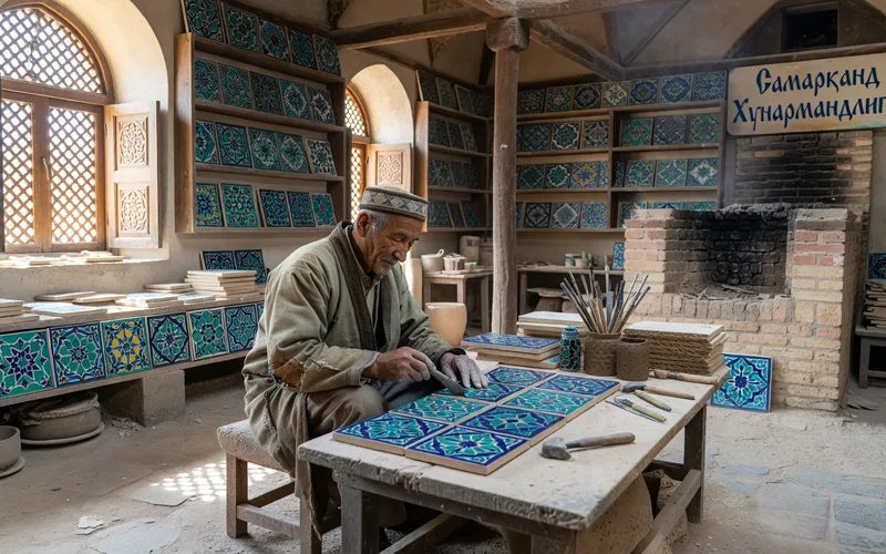 Le minaret Kalyan et la medersa Mir-i-Arab a Boukhara au coucher du soleil